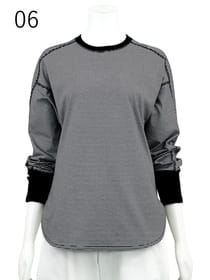 シルキーコットン天竺 ボーダー 長袖カットソー