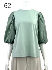 シルキーハイゲージ バンドカラー コンビトップス