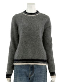FOX CASHMERE 配色 リブ プルオーバー