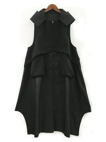 フード付き 異素材切替ジレ