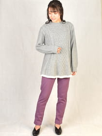 ケーブル編みフレアニットチュニック