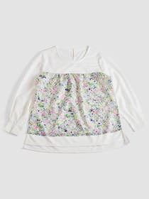 フロントレースフラワープリントチュニック