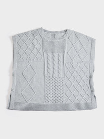 飾り編みパッチワークニットベスト