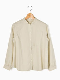 麻混ダンガリーブラウス