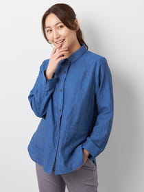 グリッドWガーゼブラウス