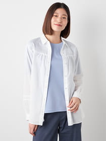 コットン/リネン ミックスツイルブラウス