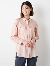 コットン/リネン ミックスツイルブラウス