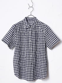 シャーリングギンガムブラウス