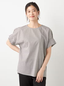 ギンガムチェックローンプルオーバーブラウス