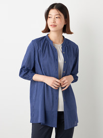 インディゴ風ストライプブラウス