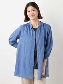 インディゴ風ストライプブラウス