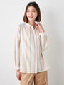 ワイドストライプ前開きブラウス
