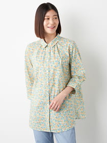 小花柄前開きブラウス