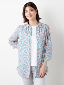 小花柄前開きブラウス