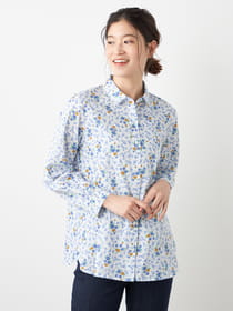 カラーフラワー前開きブラウス