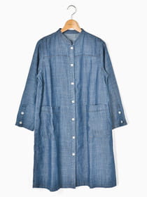 麻混ダンガリーワンピース