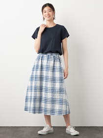 【3buy40%OFF！対象商品】無地×チェックワンピース