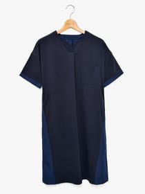 布帛使いキーネックワンピース