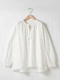 【3buy40%OFF！対象商品】シャンブレーギャザーリングブラウス