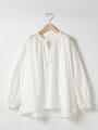 シャンブレーギャザーリングブラウス