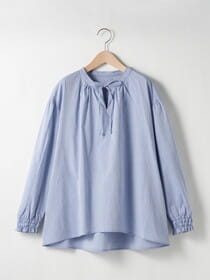 【3buy40%OFF！対象商品】シャンブレーギャザーリングブラウス