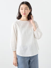 レーシー丸首ブラウス