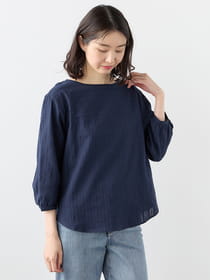 レーシー丸首ブラウス