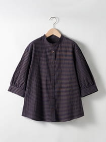 サマーギンガム６分袖ブラウス