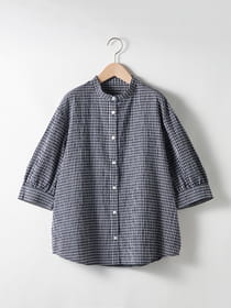 サマーギンガム６分袖ブラウス