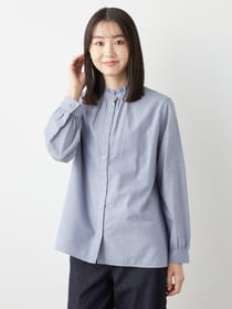 シャンブレーフリルシャツ