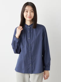 シャンブレーフリルシャツ