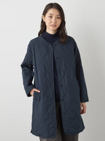 瓢箪柄キルトロングコート