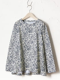 ドローイングフラワープリントカットソー