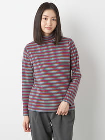 マルチボーダー起毛プルオーバー