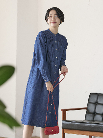 ピンタックデニムワンピース