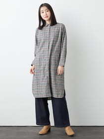 モール糸チェックワンピース