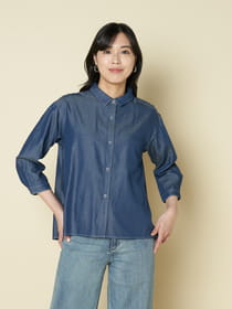 【3buy40%OFF！対象商品】デニムライクブラウス