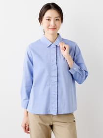 【3buy40%OFF！対象商品】シャンブレーフリルブラウス