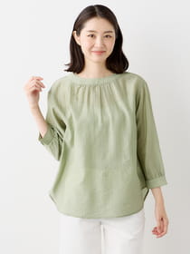 【サプライズセール！対象アイテム】シアーギャザーリングブラウス