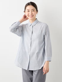 【3buy40%OFF！対象商品】リンクルストライプブラウス	