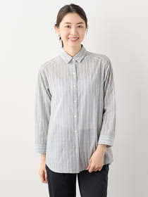 【3buy40%OFF！対象商品】リンクルストライプブラウス	