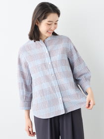 【ブラックフライデー/特別価格】ウェーブチェックブラウス