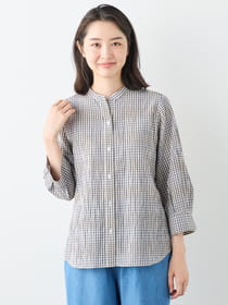 【ブラックフライデー/特別価格】ウェーブチェックブラウス