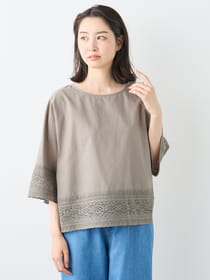 【3buy40%OFF！対象商品】コットンローンレースブラウス