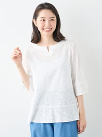 【3buy40%OFF！対象商品】カットジャガードブラウス