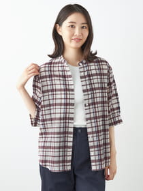 【3buy40%OFF！対象商品】コットンチェックブラウス