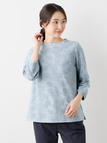 【3buy40%OFF！対象商品】フラワージャガード８分袖カットソー