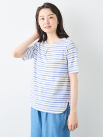 デザインボーダー半袖カットソー