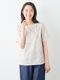 ガーデンフラワープリント半袖カットソー