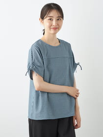 ギンガム半袖カットソー